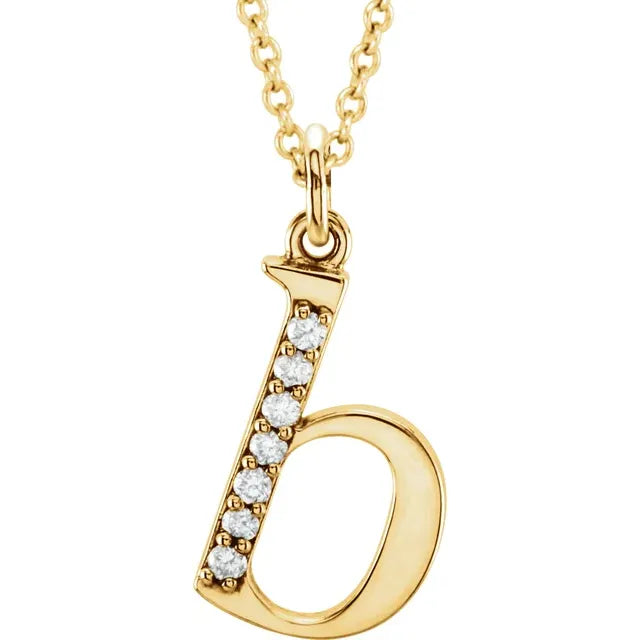 Natural Diamond Lowercase Initial "b" Necklace