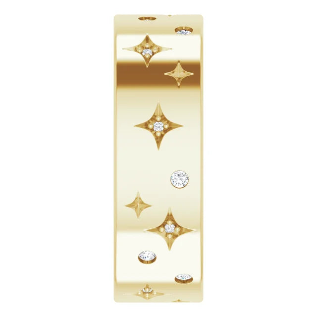 14K Yellow Gold 1/8 CTW Natural Diamond Star Band