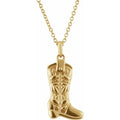 14K Yellow Gold Cowboy Boot 16-18" Necklace