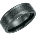 Black Titanium Beveled-Edge Carbon Fiber Inlay Band