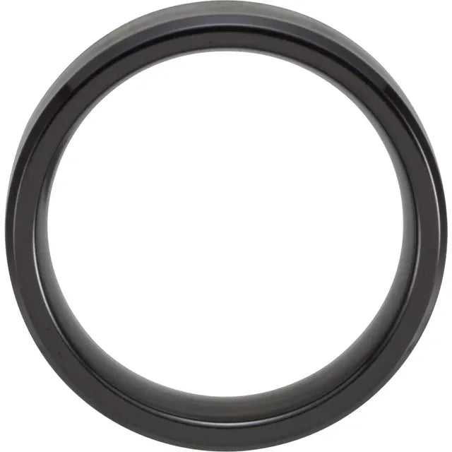 Black Titanium Beveled-Edge Carbon Fiber Inlay Band