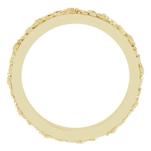 14K Yellow Gold 2.7 mm Floral Flat Band