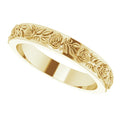 14K Yellow Gold 2.7 mm Floral Flat Band