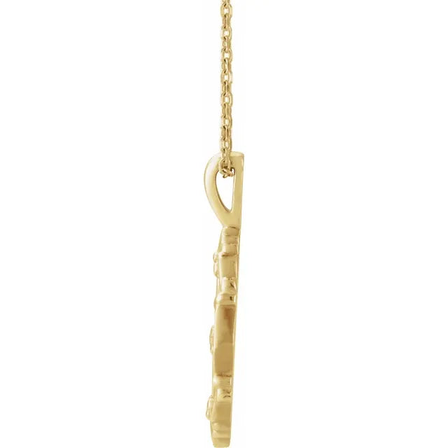 14K Yellow Gold Vintage-Inspired Floral 16-18" Necklace