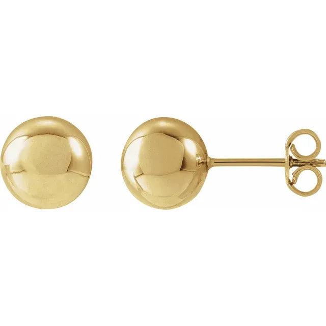 14K Yellow Gold 8mm Ball Earrings