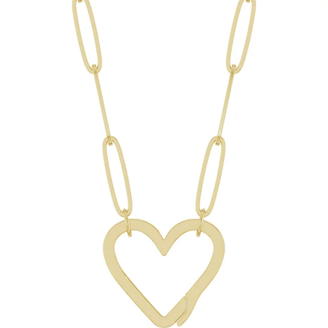 14K Yellow Gold Heart Charm 18" Necklace
