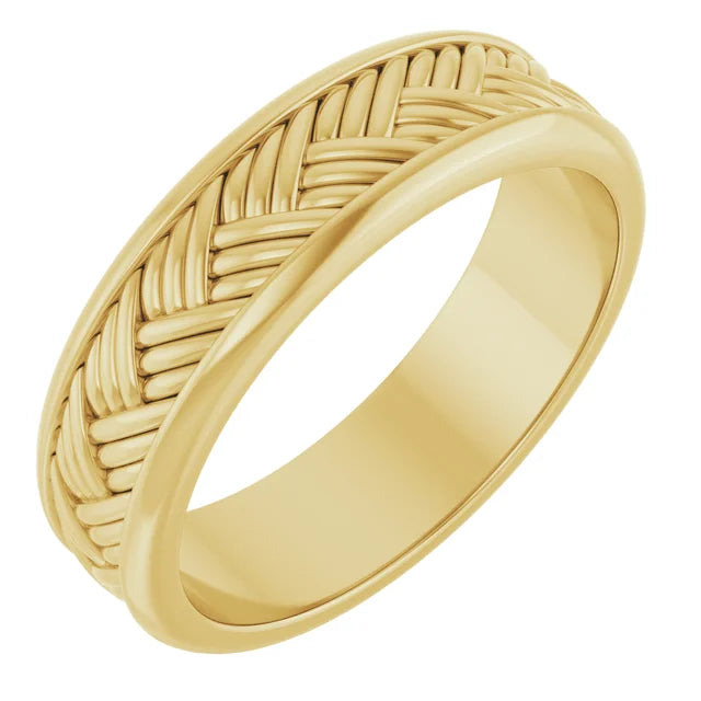 14K Yellow Gold 5.4 mm Woven-Design Flat Band