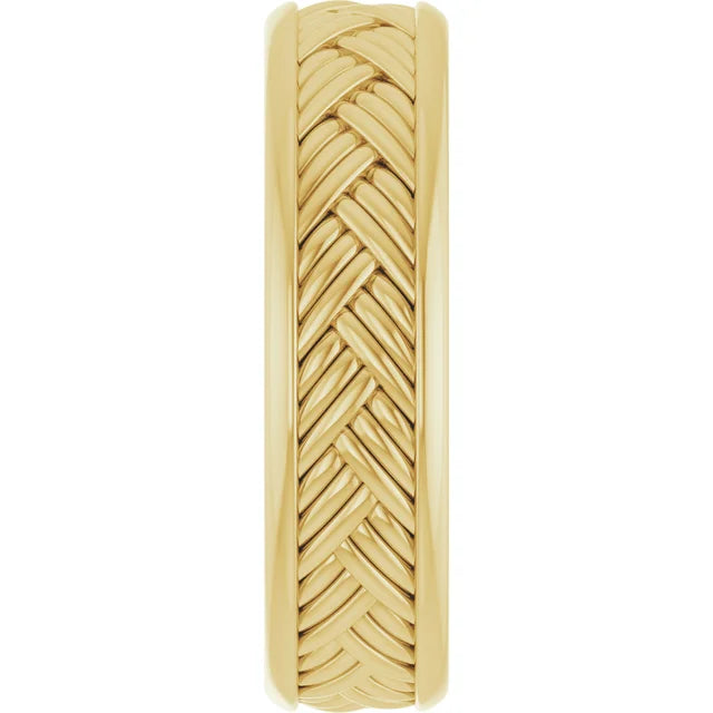 14K Yellow Gold 5.4 mm Woven-Design Flat Band