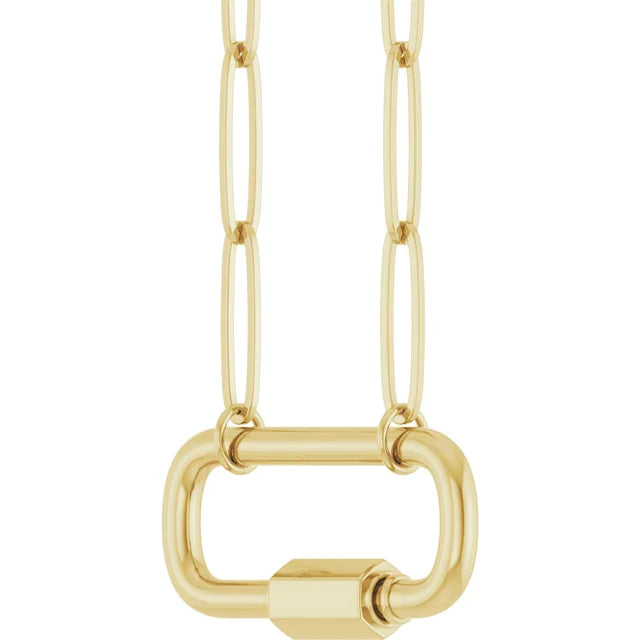 14K Yellow Gold Carabiner Charm 16" Necklace