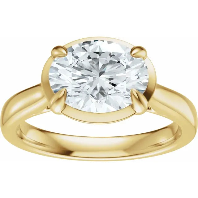 14K Yellow Gold Oval Diamond Engagement Ring