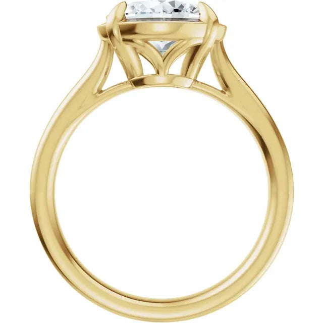14K Yellow Gold Oval Diamond Engagement Ring