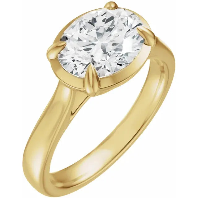 14K Yellow Gold Oval Diamond Engagement Ring