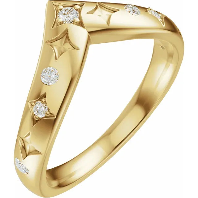 14K Yellow Gold 1/8 CTW Natural Diamond Contour Band