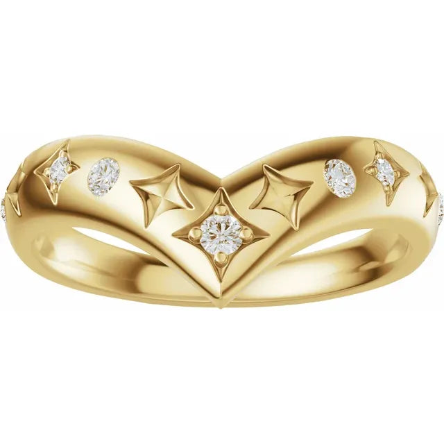 14K Yellow Gold 1/8 CTW Natural Diamond Contour Band