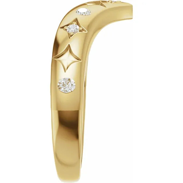 14K Yellow Gold 1/8 CTW Natural Diamond Contour Band
