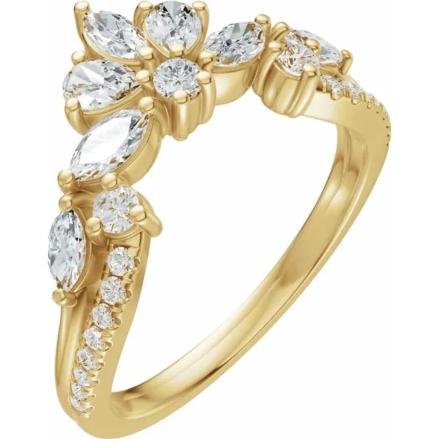 14K Yellow Gold 3/4 CTW Natural Diamond Contour Band