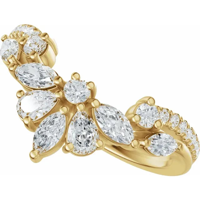 14K Yellow Gold 3/4 CTW Natural Diamond Contour Band