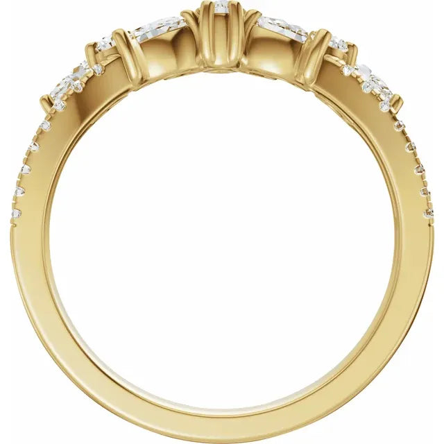 14K Yellow Gold 3/4 CTW Natural Diamond Contour Band