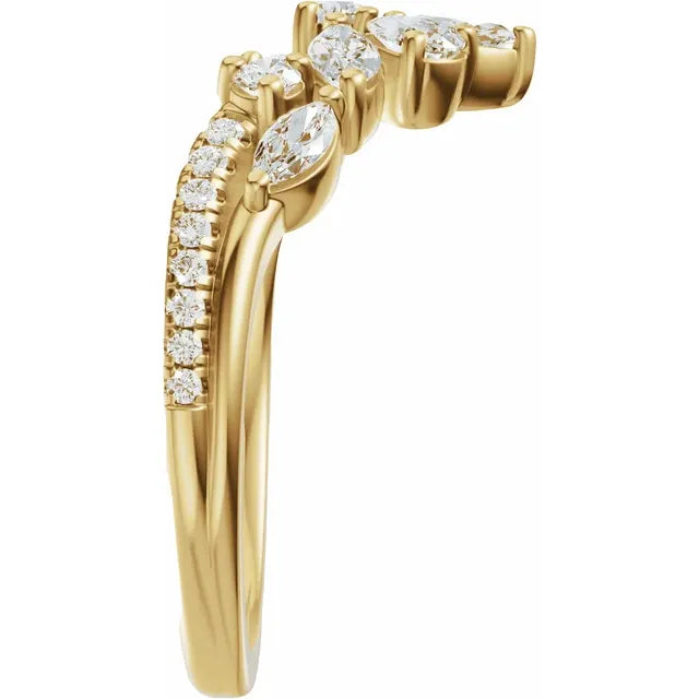 14K Yellow Gold 3/4 CTW Natural Diamond Contour Band