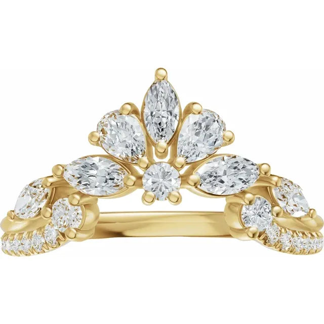 14K Yellow Gold 3/4 CTW Natural Diamond Contour Band