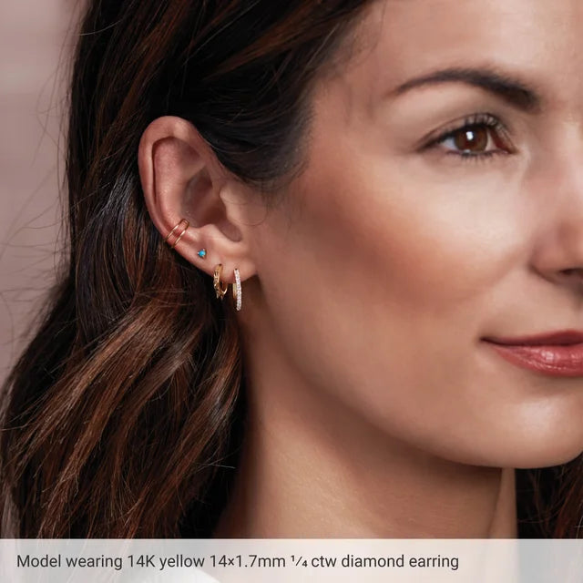 14K Yellow Gold 1/5 CTW Lab-Grown Diamond 12mm Hoop Earrings