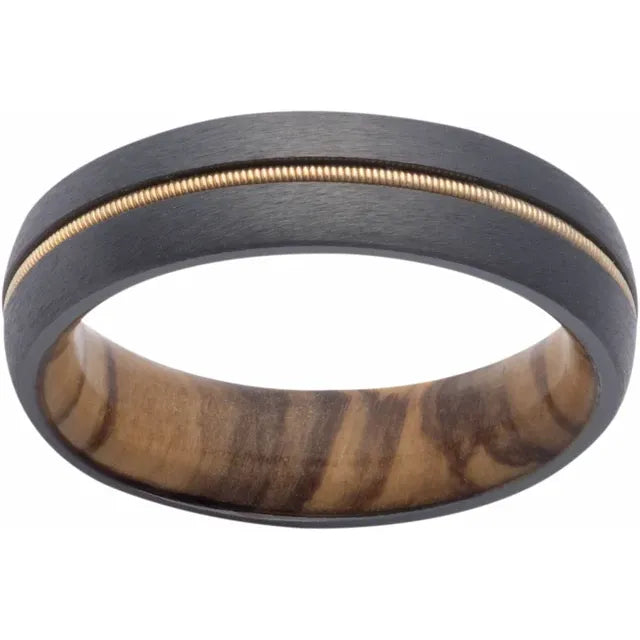 Zirconium Rope Inlay & Olive Wood Band