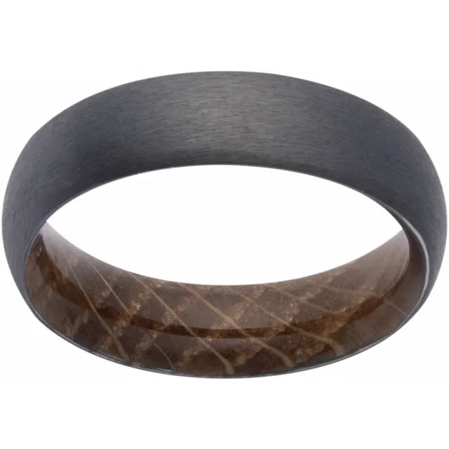 Zirconium  Whiskey Barrel Wood Interior Sleeve  Band