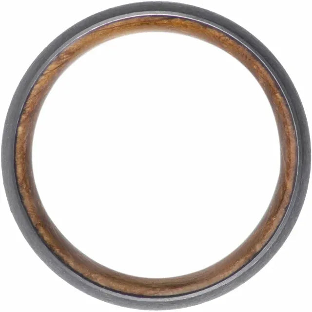 Zirconium  Whiskey Barrel Wood Interior Sleeve  Band