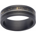 Zirconium Crushed Megalodon, Meteorite & 14K Yellow Gold Inlay