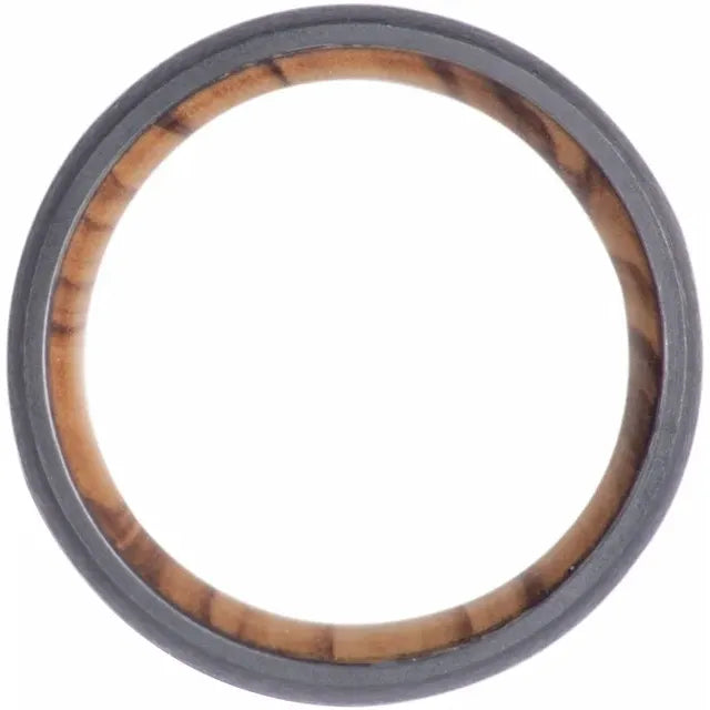 Zirconium Rope Inlay & Olive Wood Interior Sleeve Band