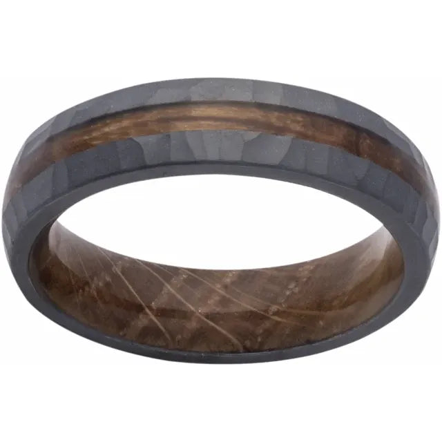 Zirconium Whiskey Barrel Wood Inlay & Interior Sleeve Band