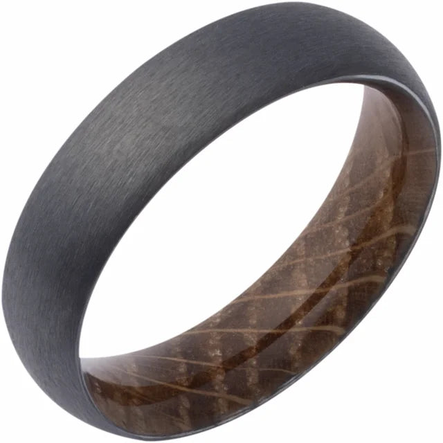 Zirconium  Whiskey Barrel Wood Interior Sleeve  Band