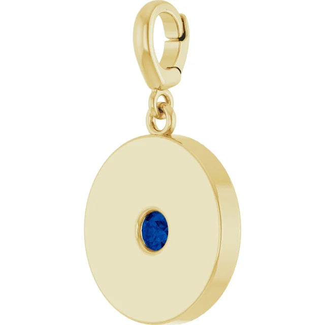 14K Yellow Gold Natural Blue Sapphire Charm/Pendant
