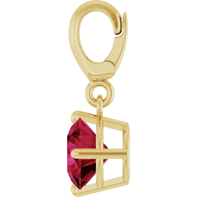 14K Yellow Gold Lab-Grown Ruby Charm/Pendant