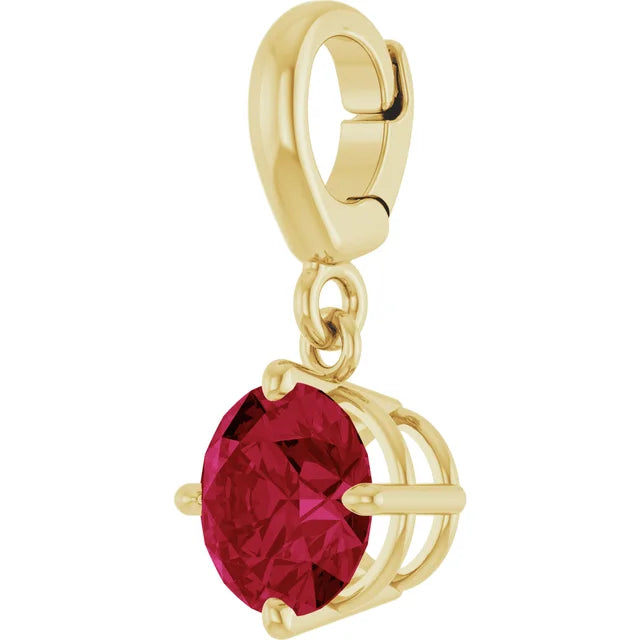 14K Yellow Gold Lab-Grown Ruby Charm/Pendant