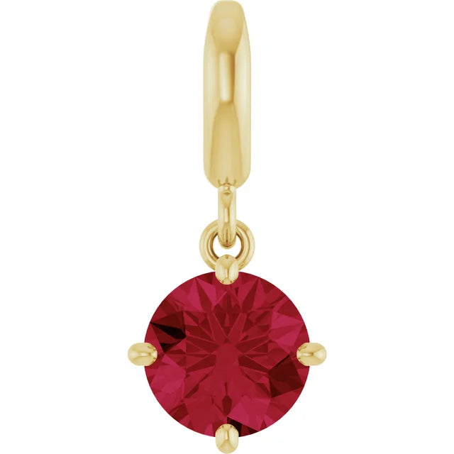 14K Yellow Gold Lab-Grown Ruby Charm/Pendant