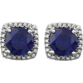 Blue Sapphire & Natural Diamond Earrings