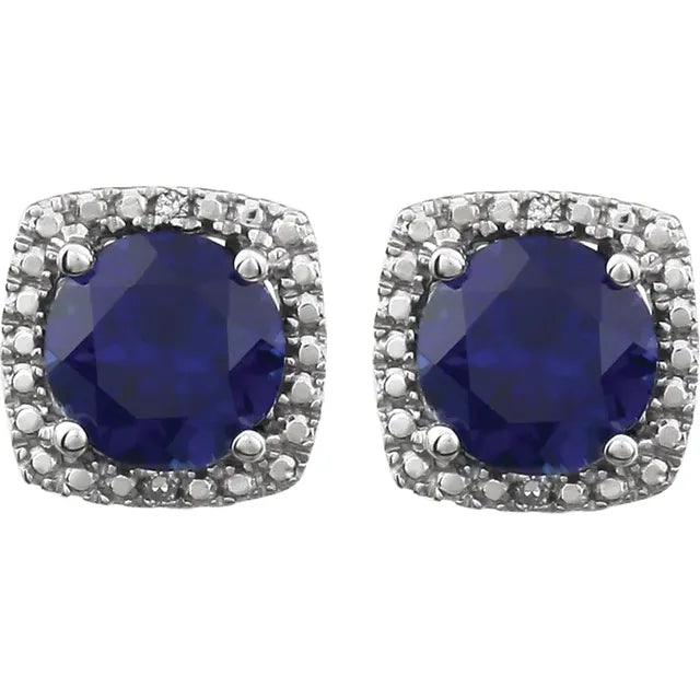 Blue Sapphire & Natural Diamond Earrings