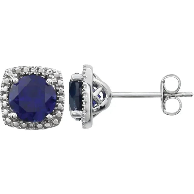 Blue Sapphire & Natural Diamond Earrings
