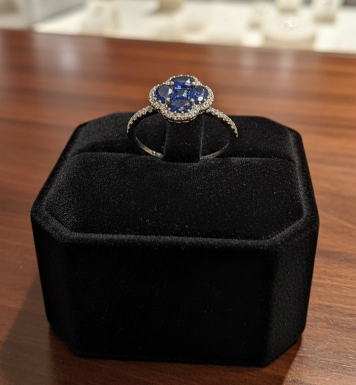 Natural Blue Sapphire & Diamond Ring