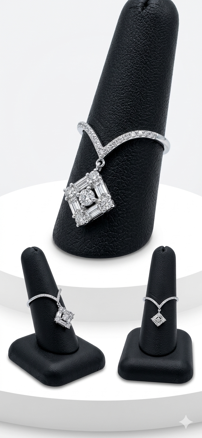 Natural Diamond Dangle Ring