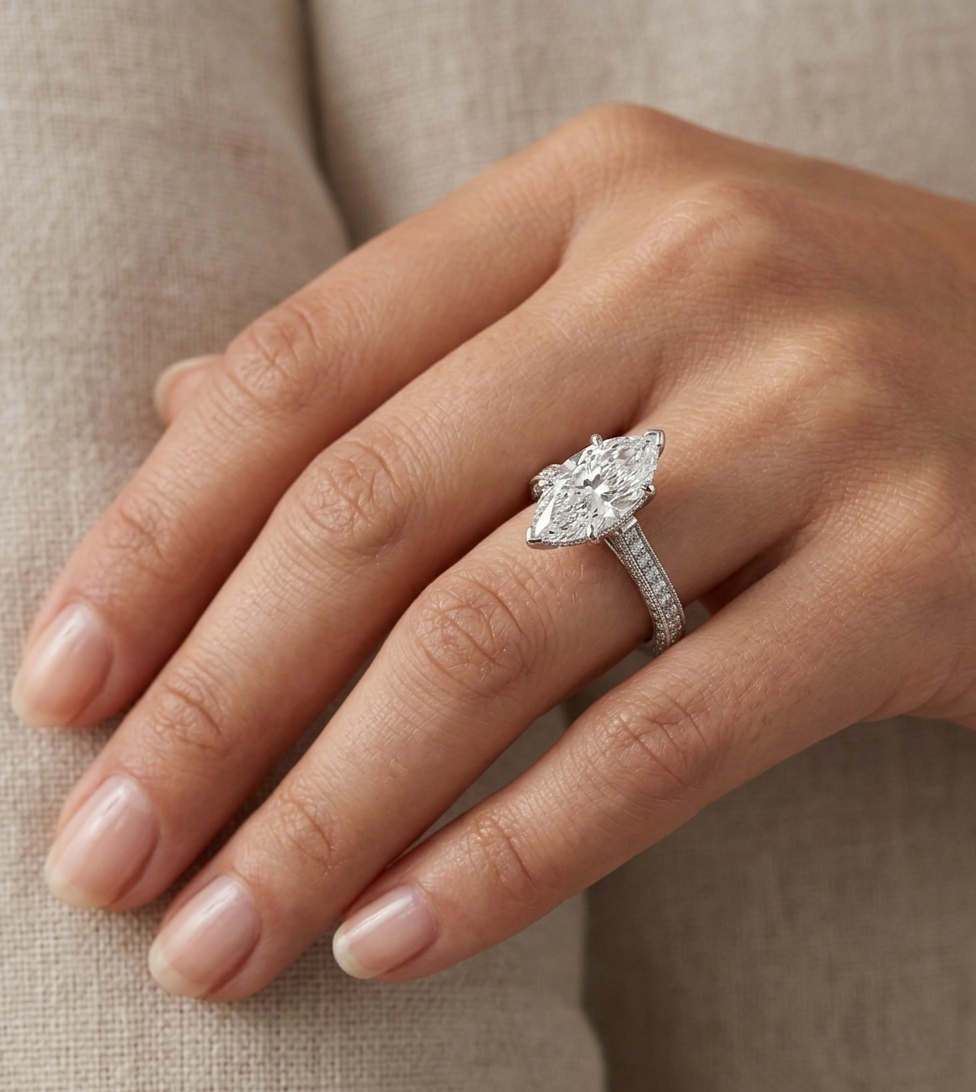 3.9 CT LG Marquise Diamond   Engagement Ring