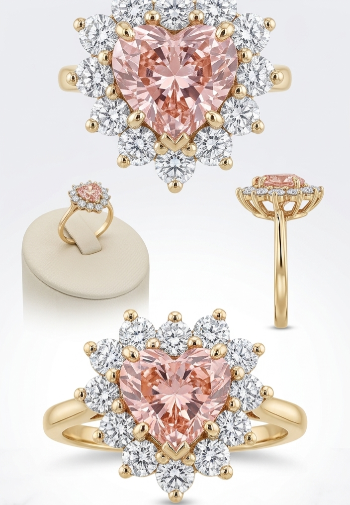 Pink Heart Diamond  Ring