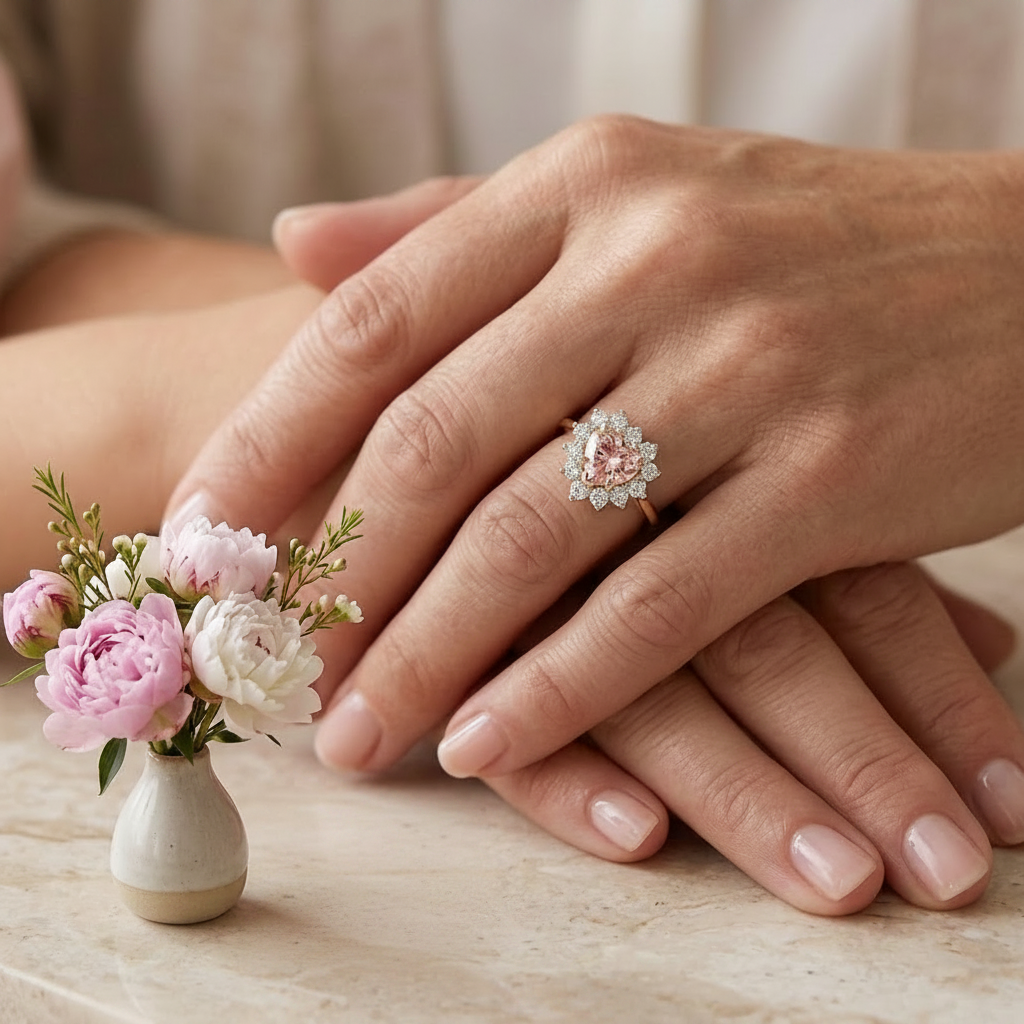 Pink Heart Diamond  Ring