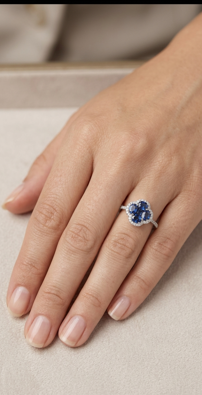 Natural Blue Sapphire & Diamond Ring