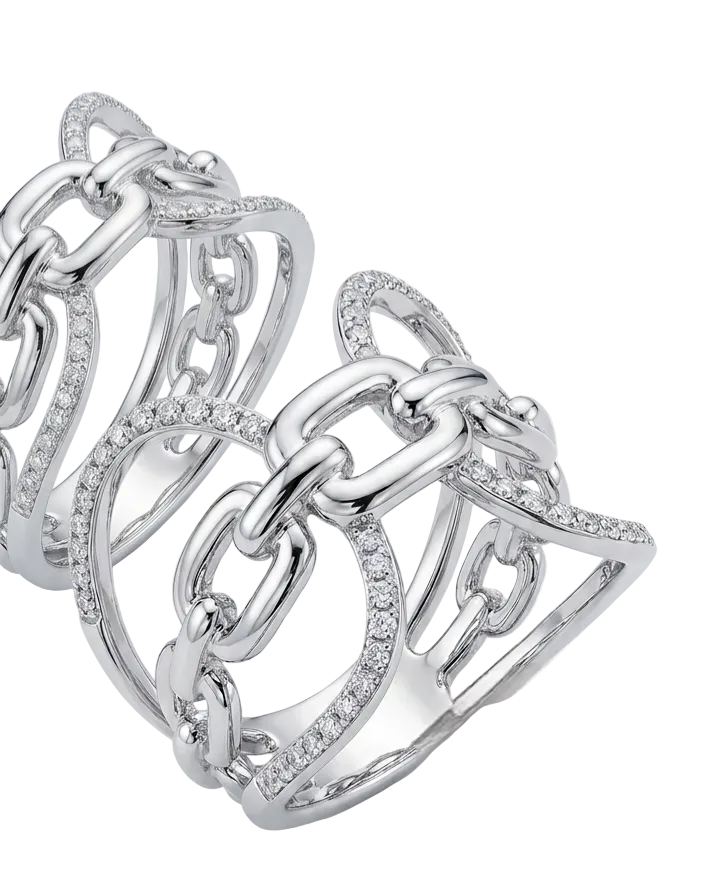 Interlock Chain-Link Natural Diamond Ring