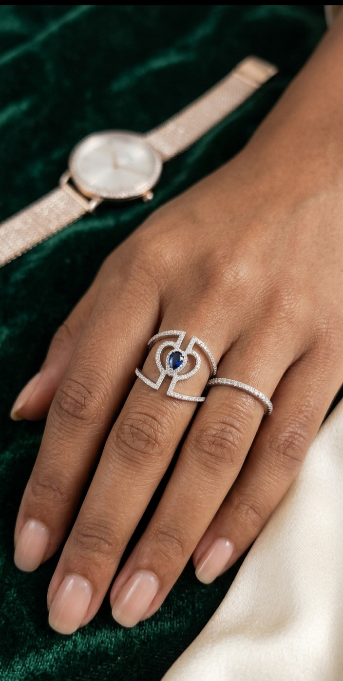 Natural Blue Sapphire & Diamond Ring