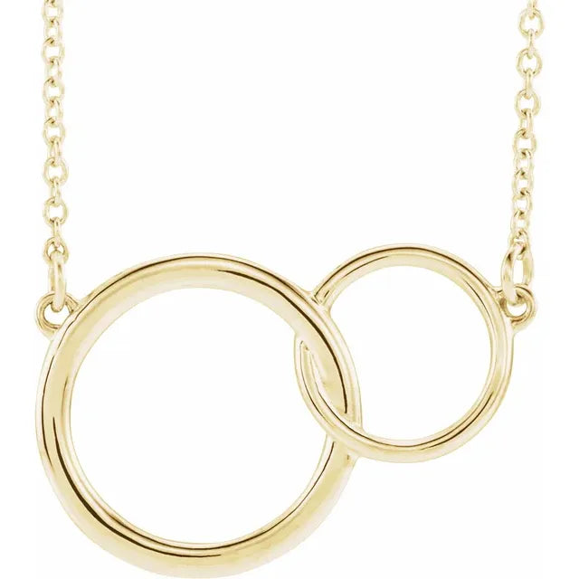 14K Yellow Gold Interlocking Circle 16-18" Necklace