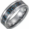 Tungsten Beveled-Edge Carbon Fiber Inlay Comfort-Fit Band