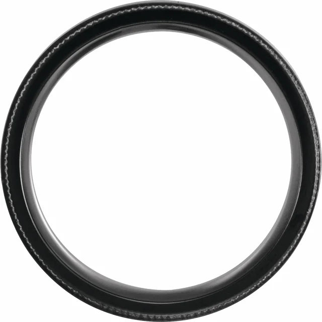 Black Titanium Beveled-Edge Teak Wood Inlay Comfort-Fit Band